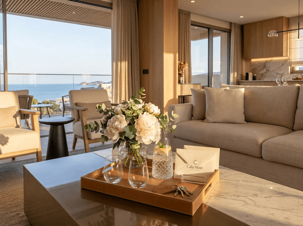 A welcoming Host with Calahaus living room prepared for guests